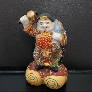 Vintage Kutani Daikoku God Of Fortune & Wealth Guardian of Farmers 6” Figurine
